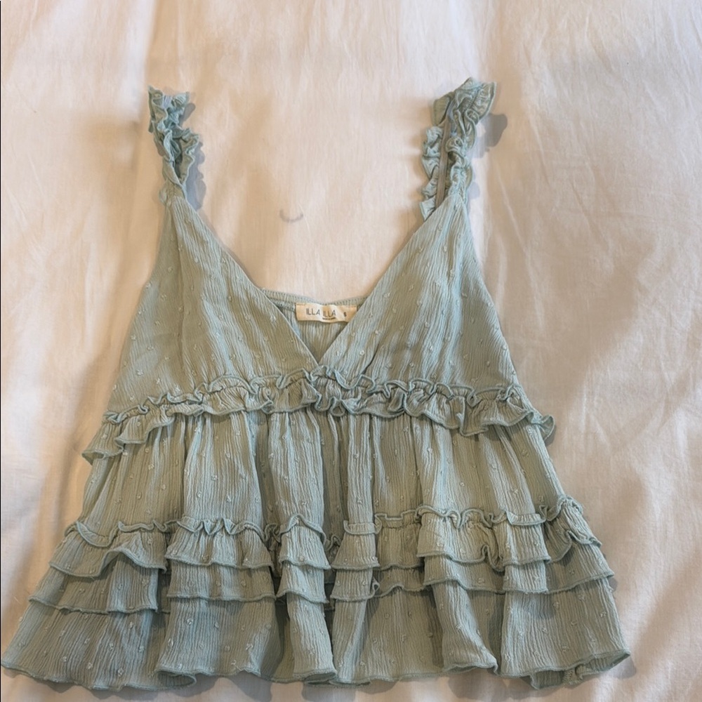 ILLA ILLA Green Ruffled Tiered Camisole